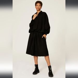 Mossi Wool Collared Blouson Oversized Long-Sleeve Midi Dress Women's 8